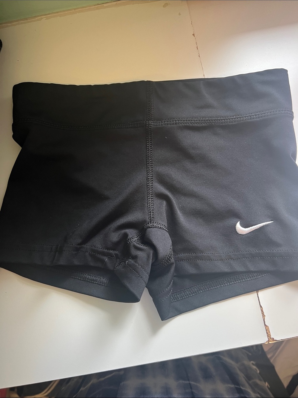 Nike Black girls Bike Shorts with White Swoosh-youth size medium